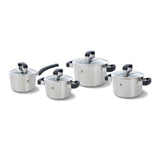 Bk konisches Kühlglas-Pfannenset – 4-teilig + Deckel – Edelstahl