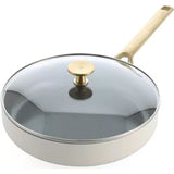 BK Sublime Schmorpfanne 28 cm mit Deckel – 3,6 l – PFAS-freie Antihaftbeschichtung – Schmorpfanne Induktion – Keramikpfanne – ofenfest bis 220 °C – mit Glasdeckel – Creme