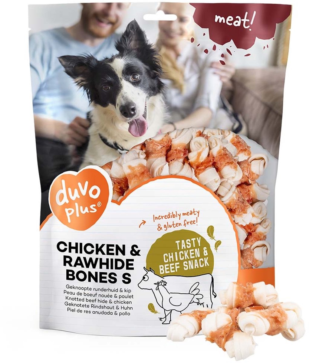 Duvo plus Fleisch! Snack Hähnchen-Rohlederbeine für Hunde, S-1 kg