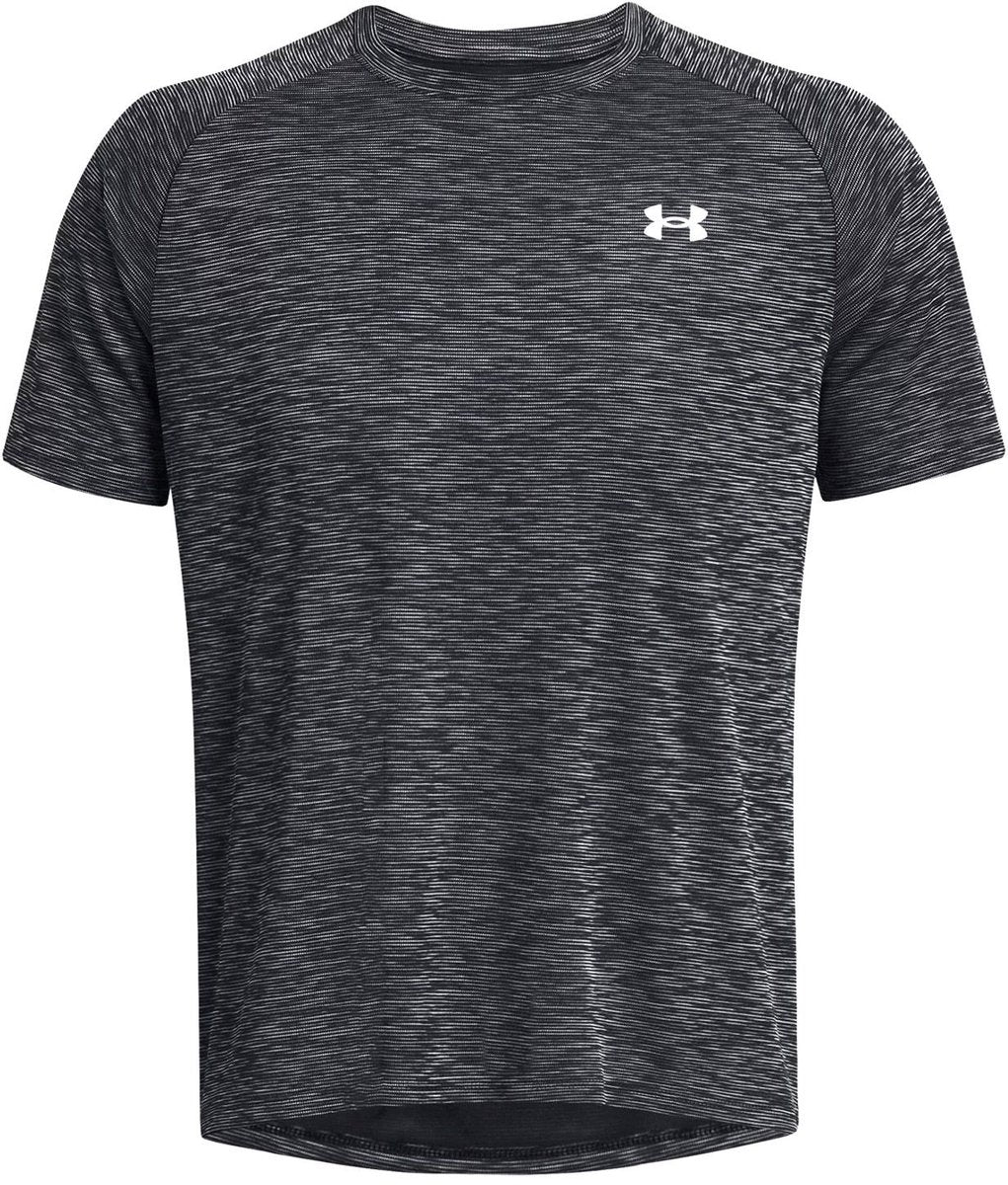 Under Armour UA Tech Texture Red SS-BLK Herren-Sportshirt – Schwarz – Weiß
