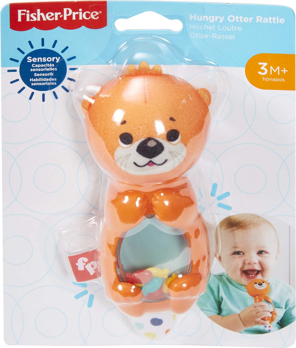 Fisher-Price FisherPrice – Rassel „Hungriger Otter“ – regt die Sinne und Motorik an – ab 3 Monaten