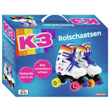 K3 - Rollschuhe - Größe 30 33 - in 4 Größen verstellbar - mit Stopper - Weiß - Regenbogen - mit Rollen in 4 Farben
