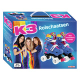 K3 - Rollschuhe - Größe 34 37 - in 4 Größen verstellbar - mit Stopper - Weiß - Regenbogen - mit Rollen in 4 Farben
