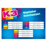 K3 - Rollschuhe - Größe 34 37 - in 4 Größen verstellbar - mit Stopper - Weiß - Regenbogen - mit Rollen in 4 Farben
