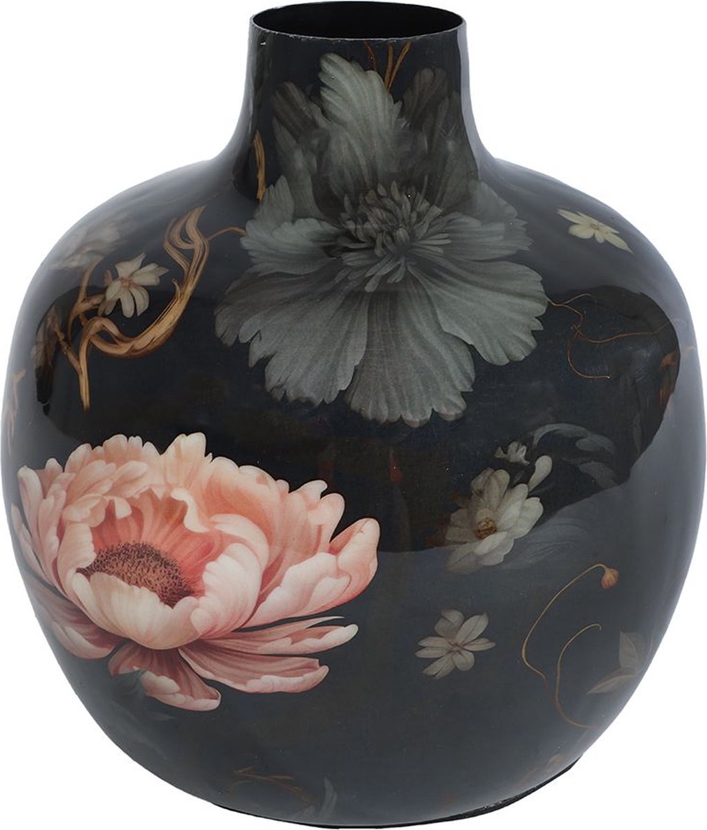 Vase Taube m schwarz Kugel Metall 18x18x18 cm