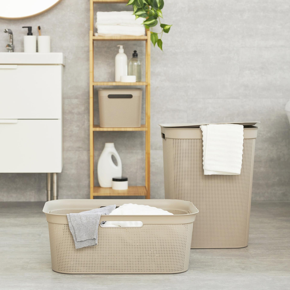 Rotho Wachsauffangbehälter Brisen 50 l Cappuccino