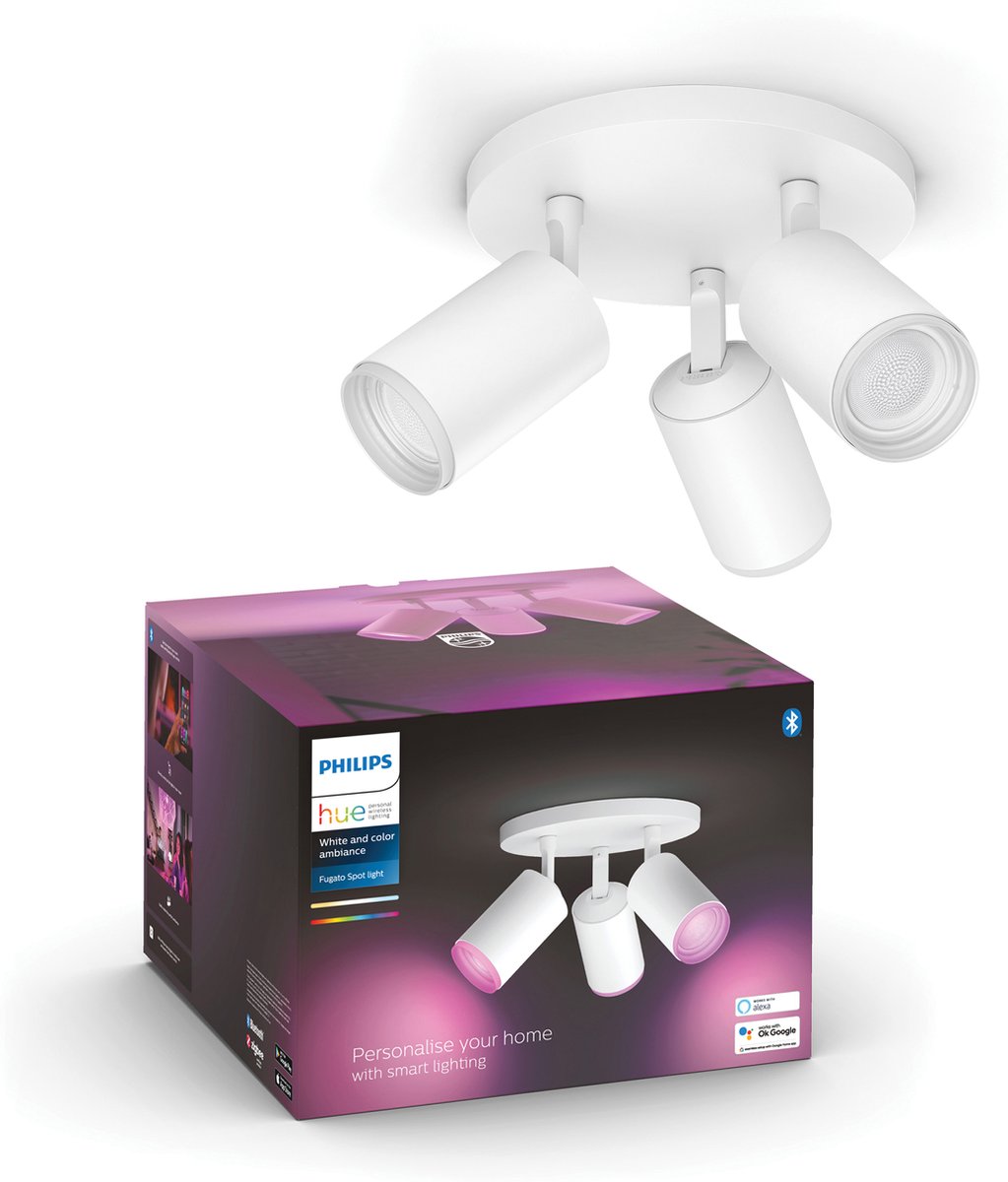 Philips hue fugato opbouwspot - wit en gekleurd licht - 3-spots - wit