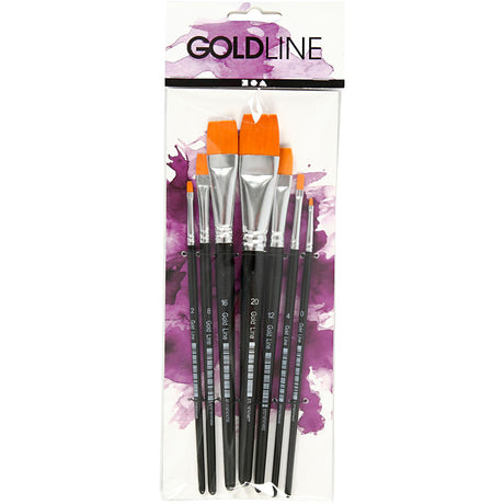 Creativ Company Gold Line Pinsel, Größe 0+2+4+8+12+16+20, L: 16,5-21 cm, B: 1-7 mm, flach, 7 Stück 1 Box