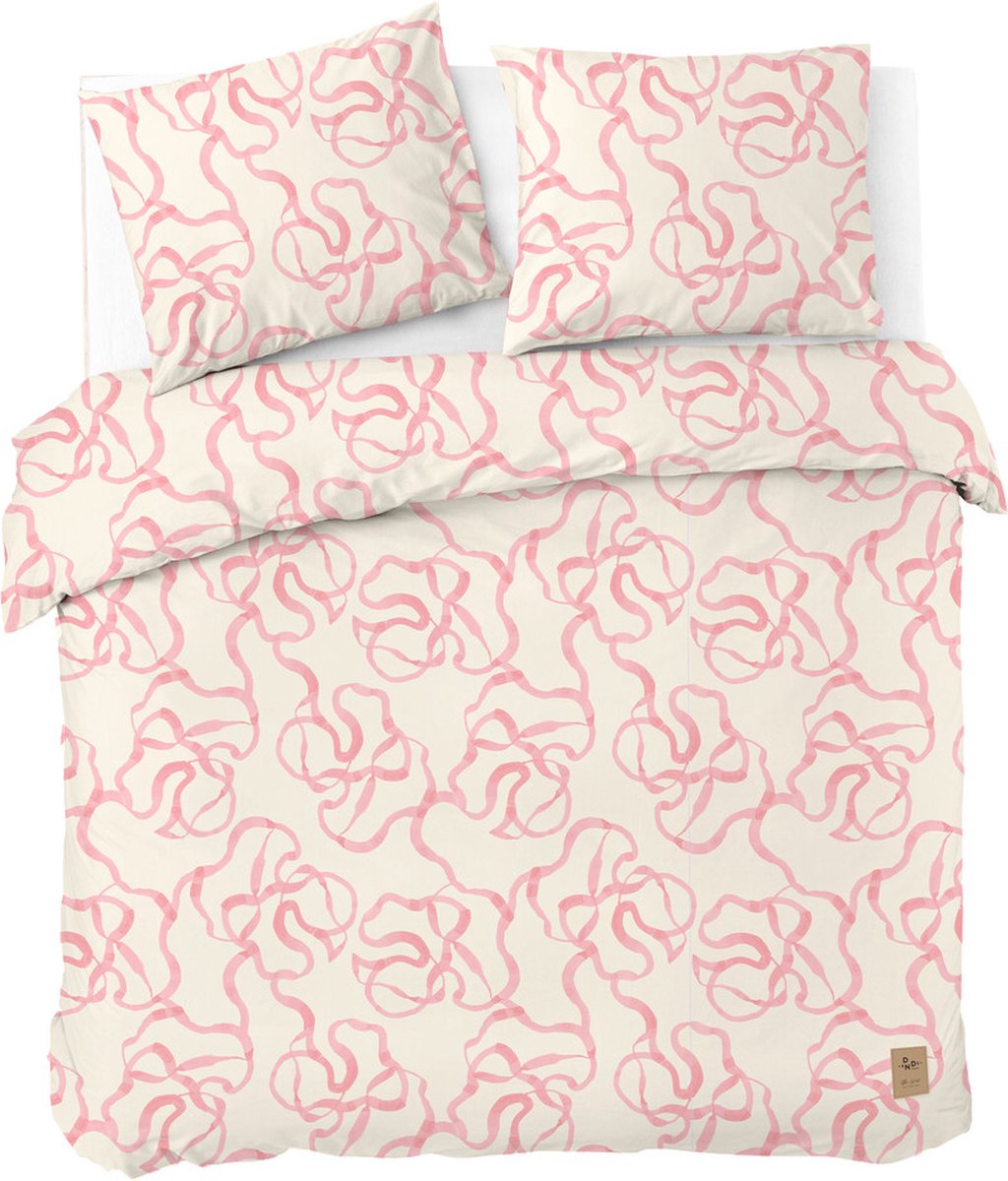 Dindi home dekbedovertrek pink party - 240x220 - 100% katoen - off white roze