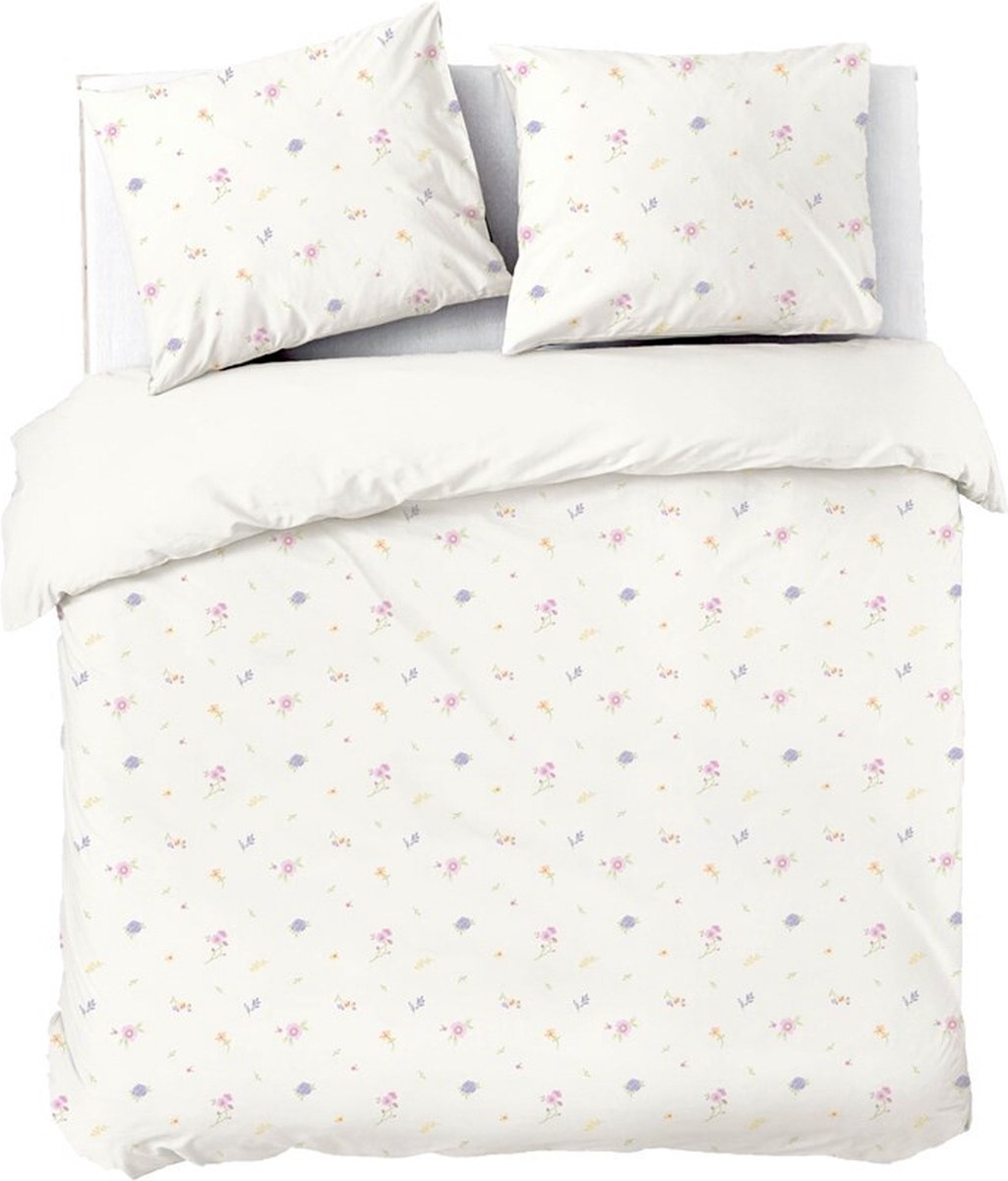 Dindi home dekbedovertrek forever spring - 200x220 - 100% katoen - wit