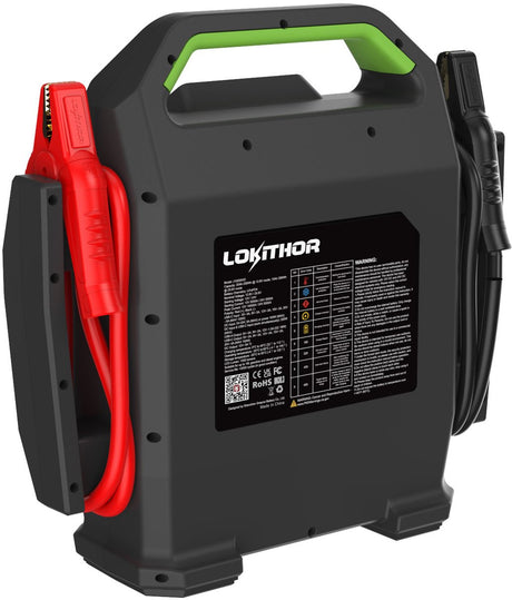 Lokithor Starthilfe J10000HD Heavy Duty – 12V 24V 10000A – 80.000mAh Powerbank – für Diesel- und Benzinmotoren bis 16l – mit LED-Strahler