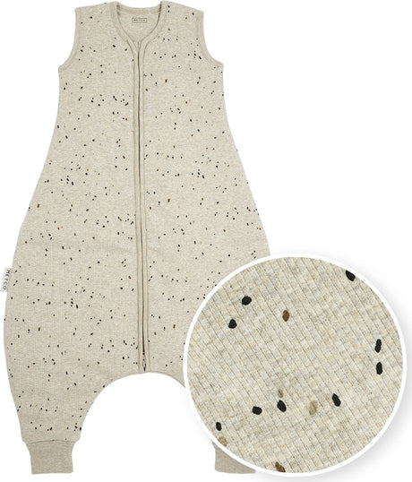 Meyco Baby Rib Mini Spot Baby-Winterschlafoverall-Pullover – Sandmelange – 92 cm – 2,0 Tog