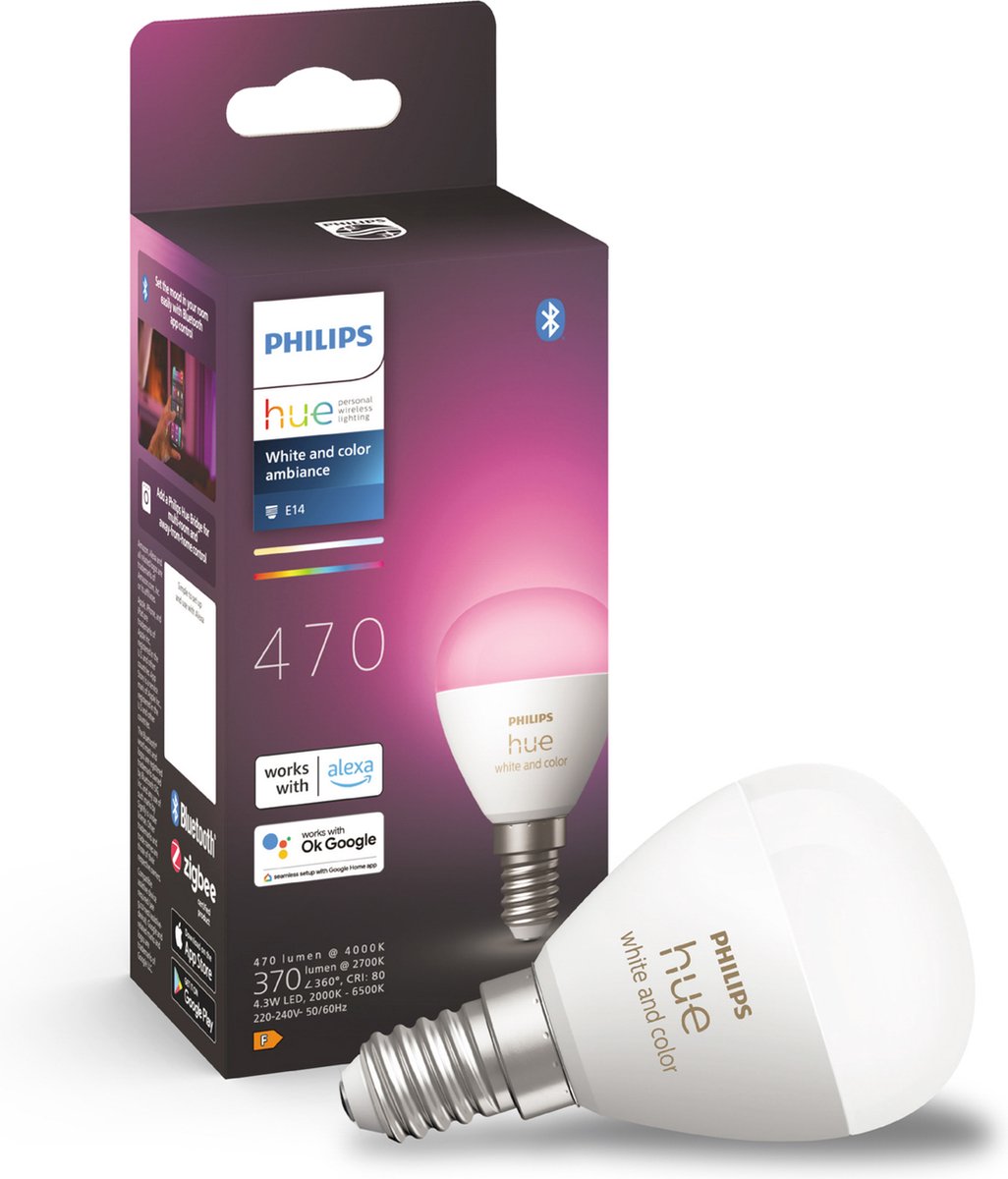 Philips hue kogellamp - wit en gekleurd licht - 1-pack - e14
