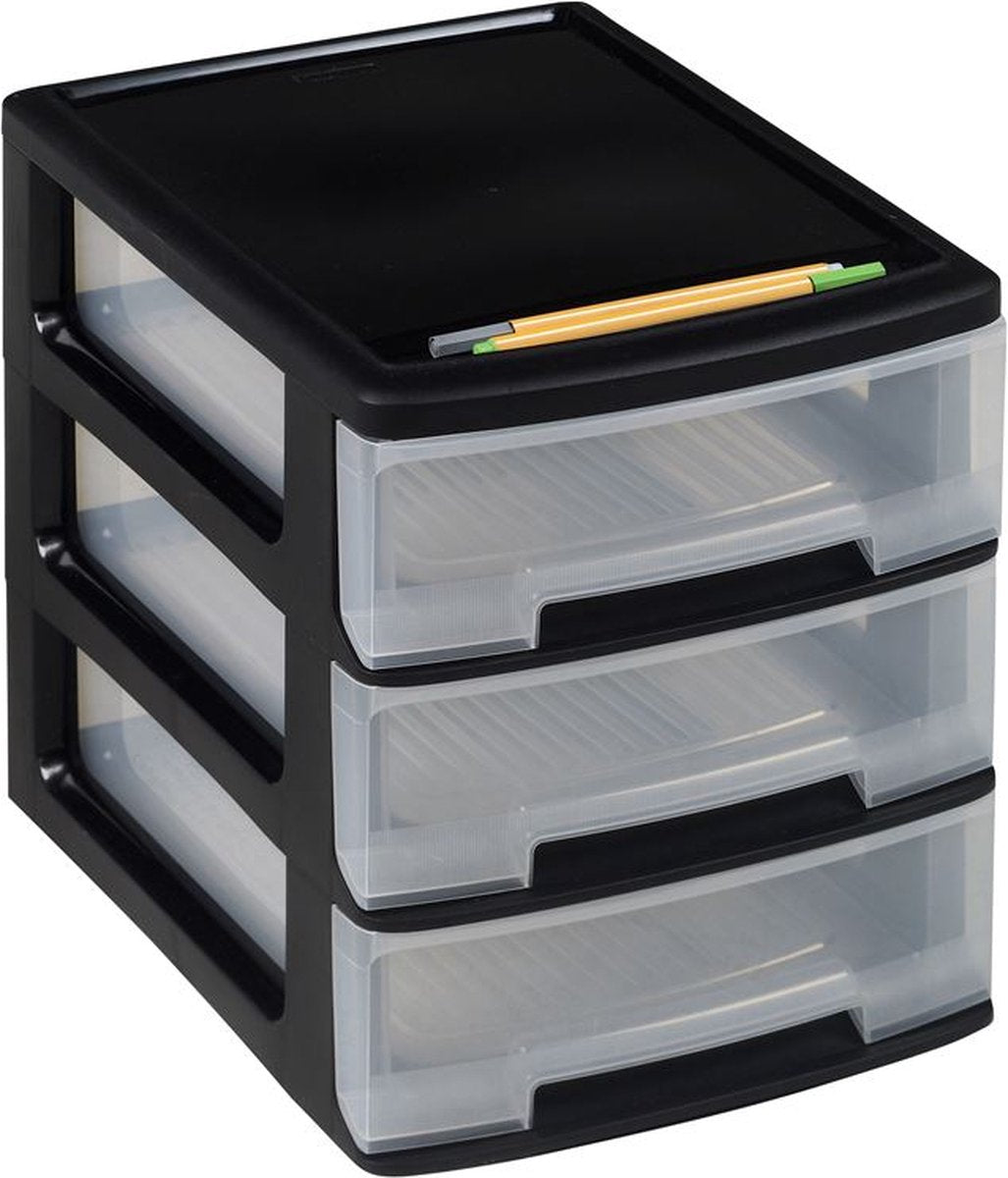 Hurver Deskade Block Babel A4 3x5 L schwarz und transparent
