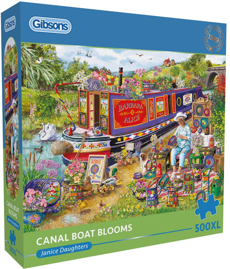 Gibsons Puzzle Kanalboot blüht 500XL bunter Puzzlespaß.