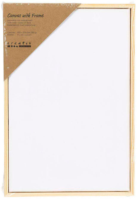 Creativ Company bespannte Leinwand mit Rahmen 280gr. 15,8 x 23,8 cm – weiß