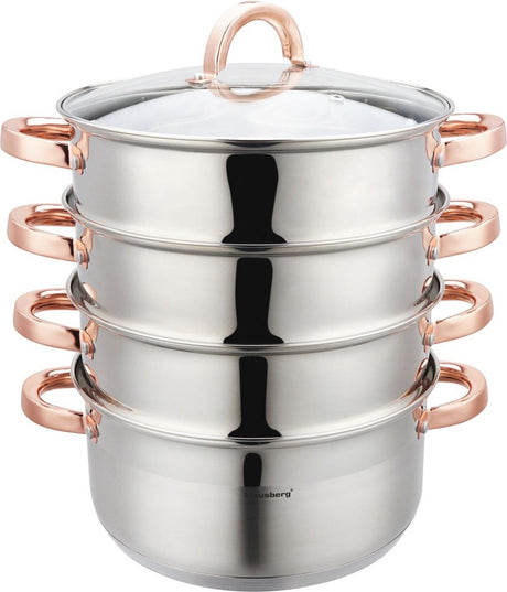 Klausberg 7736 – Dampfgarer – 5 Teile – 24 cm – 5 Liter – Edelstahl – alle Wärmequellen