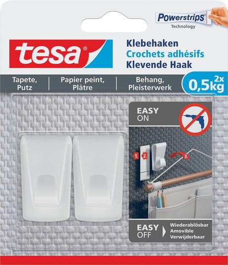 Tesa 1063382 - ® Klebehaken Tapeten und Putz 0,5 kg | 8 Stück