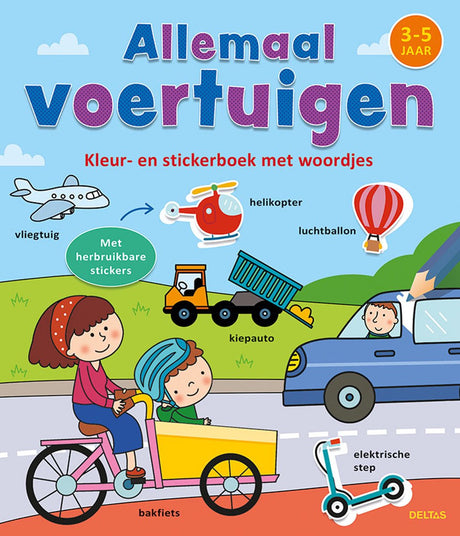 Deltas Mal- und Aufkleberbuch mit Worten, alle Fahrzeuge (3-5)