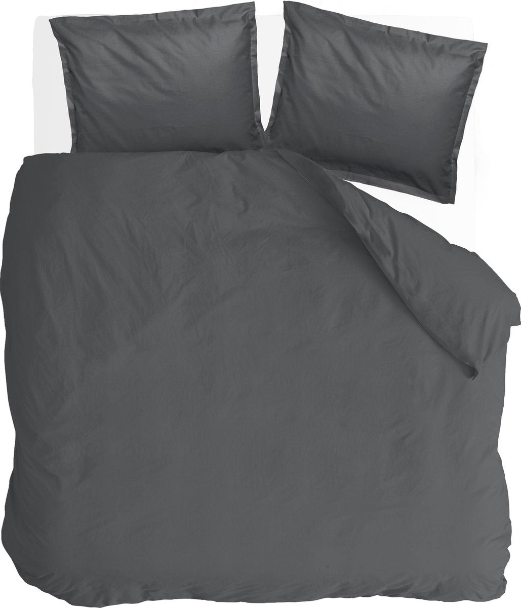 Walra dekbedovertrek vintage satin - 240x220 - 100% katoen - antraciet