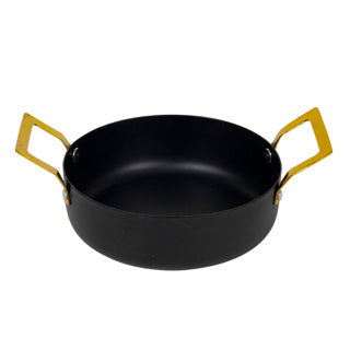 No brand Pfanne schwarz 2 Griffe gold 13x5,5 cm | 3 Stück