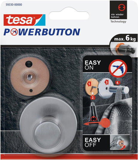 Tesa Power Button Classic selbstklebender Haken (ø x h) 50 mm x 31 mm Metall Inhalt: 1 Stück