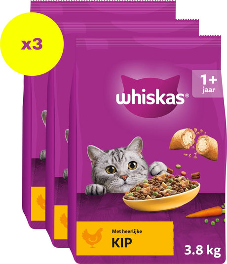 Whiskas Katzenfutter – Erwachsene ab 1 Jahr – Huhn – Beutel 3 x 3,8 kg