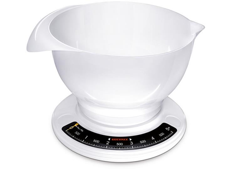 Soehnle 65054 culina pro analoge Küchenwaage mit Rührschüssel 2,5l weiß