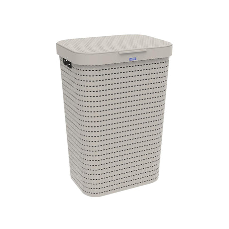 Rotho Country - Wäschekorb mit Deckel - 55 l Kunststoff - Cappuccino