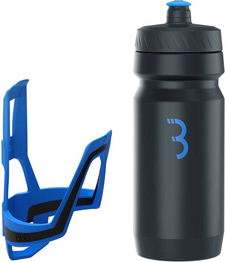 Bbb cycling dualcage - lichtgewicht bidonhouder met zwarte bidon - 550ml - blauw - racefiets mountainbike - drinkbushouder fiets - bbc-39c