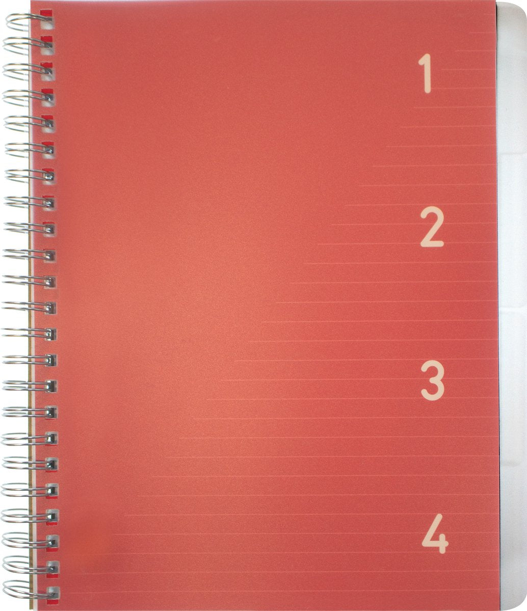 Kangaro 4-in-1 blok – a5 - lijn - 200 pagina's - 60 grams – rood - 4 stuks - k-58382-4