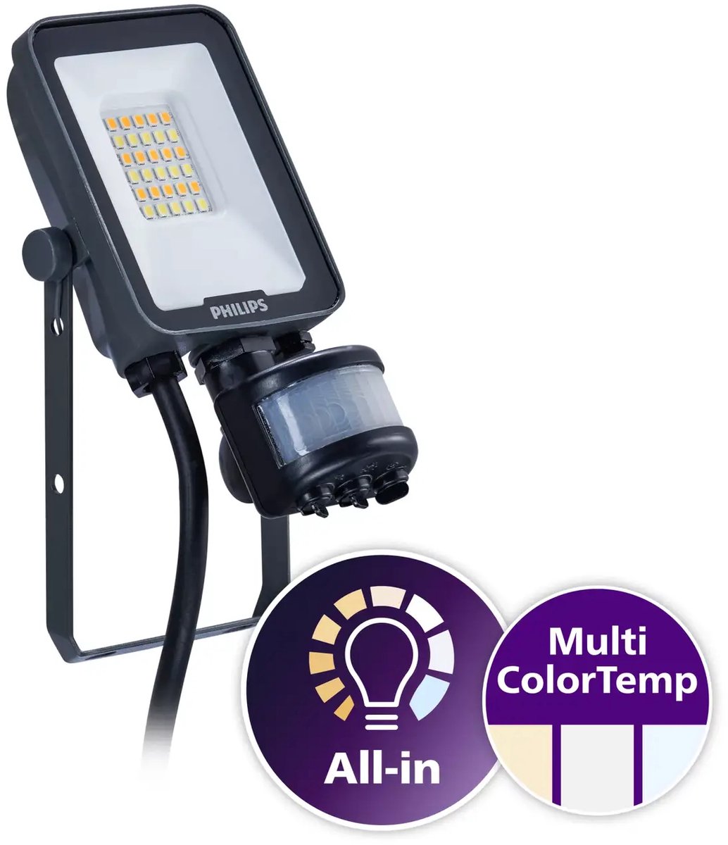 Philips led philips - led breedstraler ledinaire bvp167 10w 1200lm 110d - 830-840-865 cct | ip65 - bewegings- en lichtsensor - symmetrisch