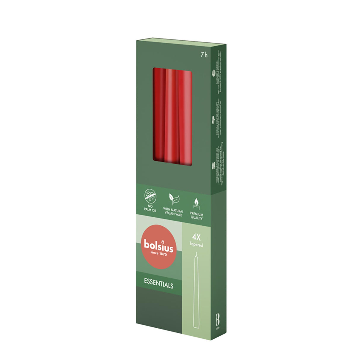 Bolsius Gothic Kerzen zartes Rot 4x