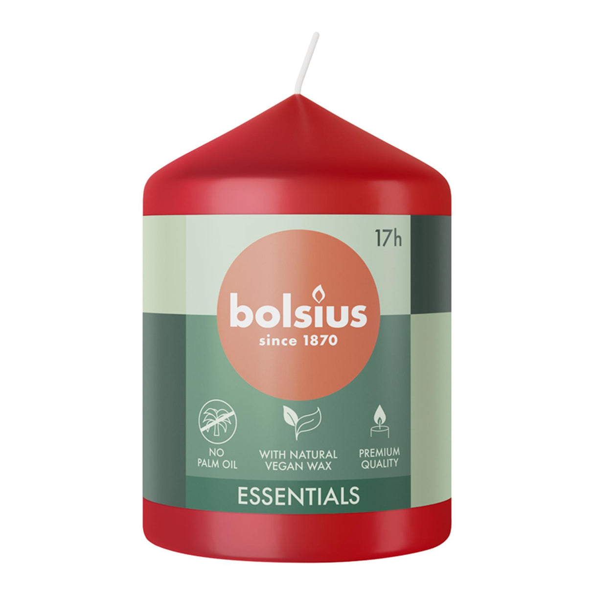 Bolsius Stumpenkerze 80 58 zartes Rot