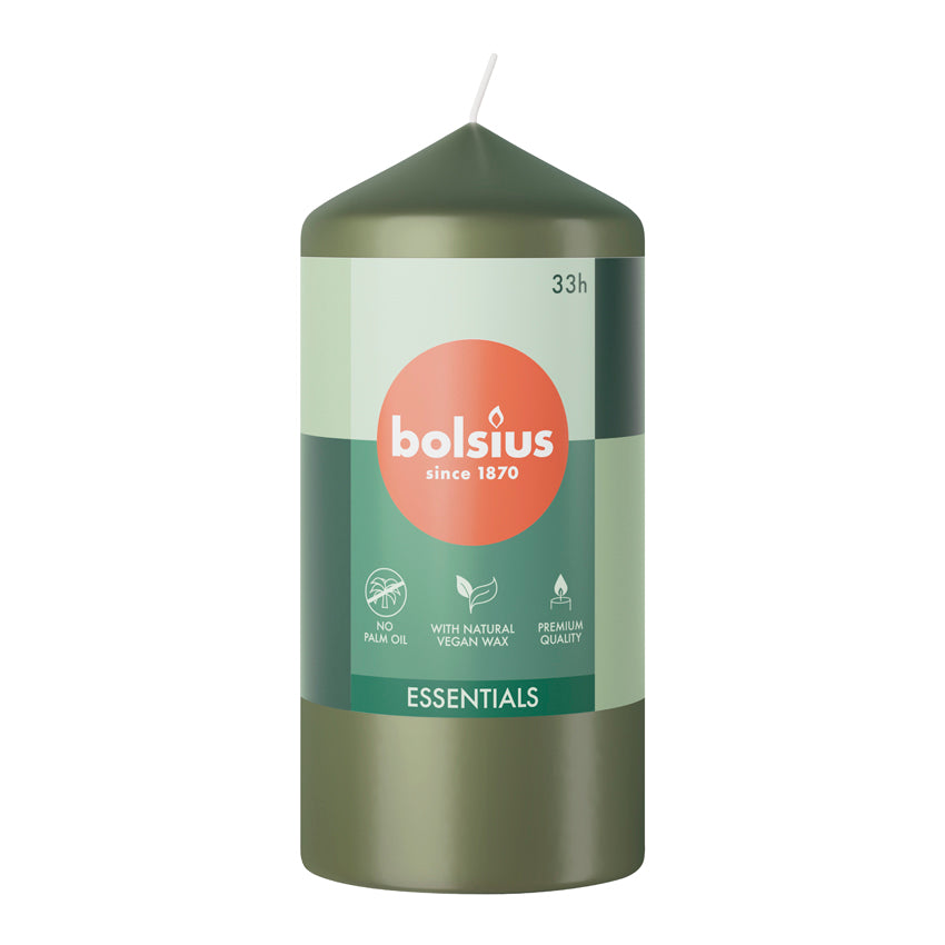 Bolsius Stumpenkerze 120 58 frische Olive