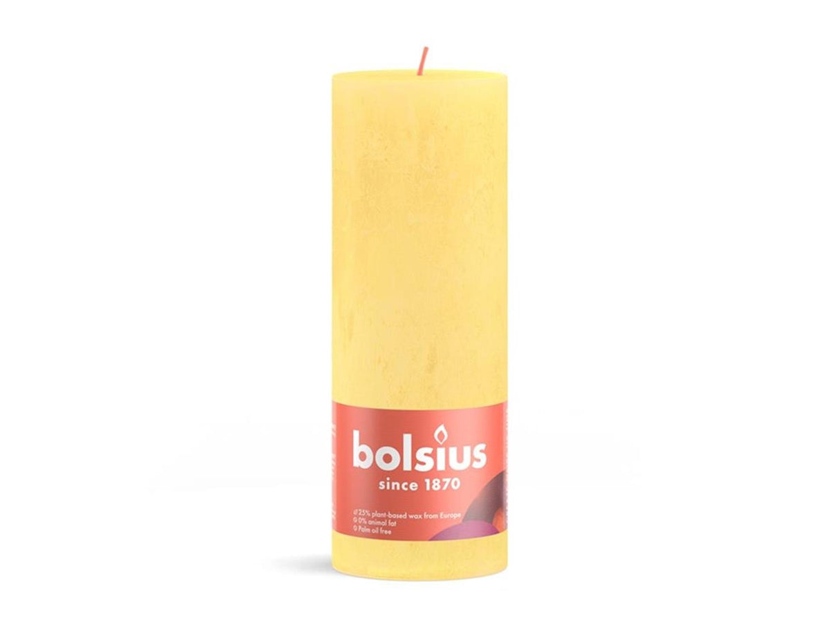 Bolsius Stumpenkerze rustikal 19 x 6,8 cm sonnengelb | 4 Stück