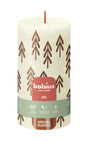 Bolsius rustikal bedruckte Stumpenkerze 130 68 Soft Pearl