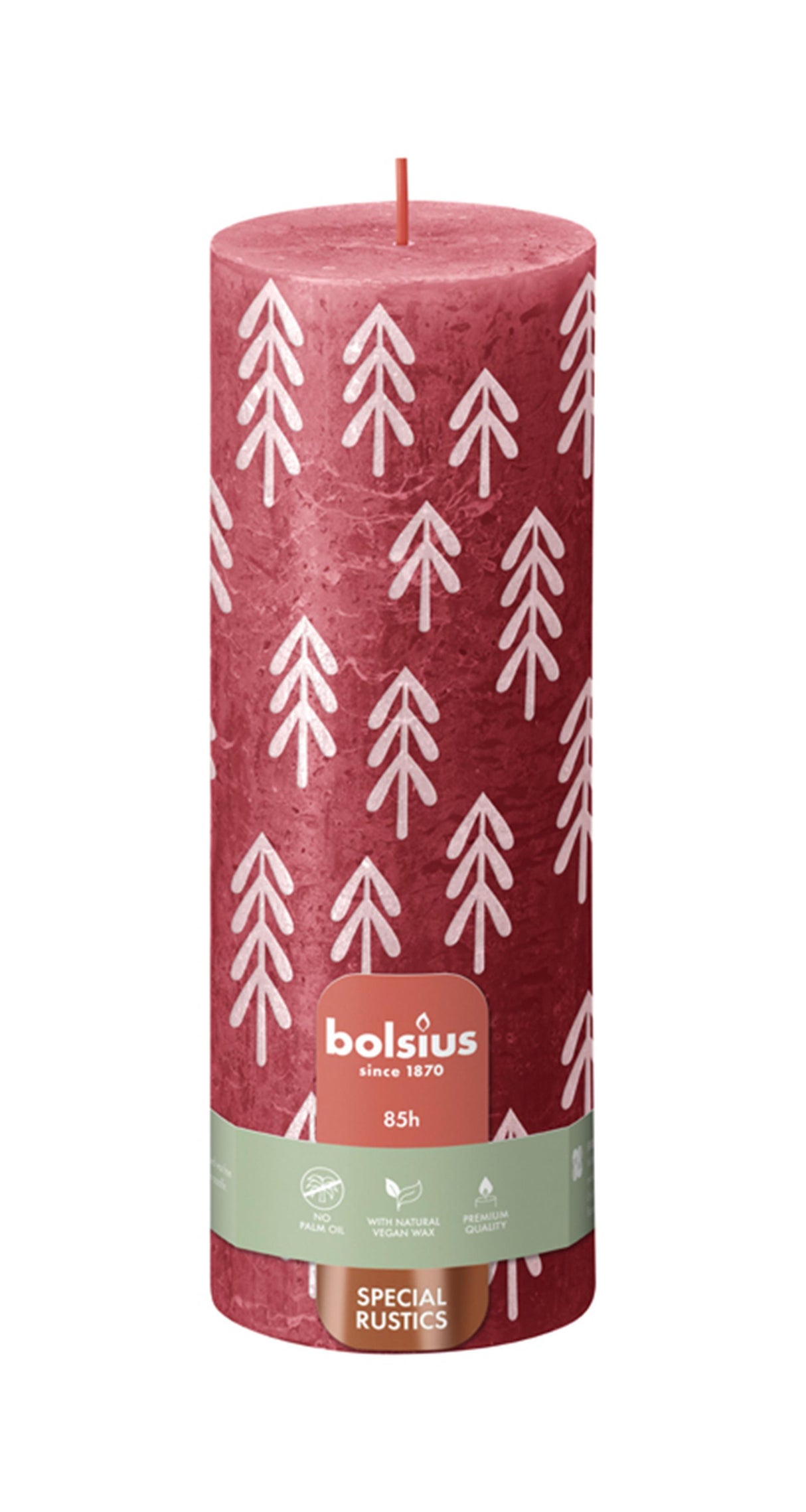Bolsius bedruckte Kerze rot 190 68mm