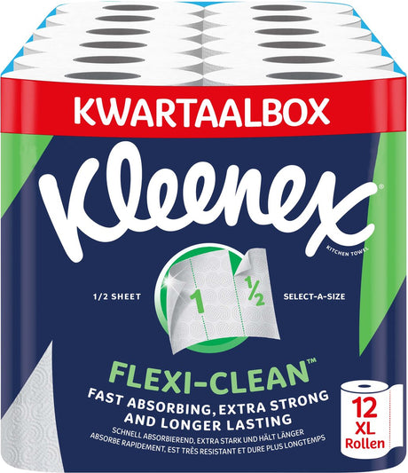 Kleenex-Küchenpapier – Küchenrolle Flexi Clean – 12 Maxi-XL-Rollen – Vorteilspackung