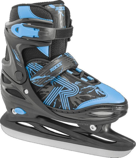 Roces - Jokey Ice 3.0 - Eishockey-Schlittschuhe - Kinder-Schlittschuhe - Schwarz Blau - Verstellbar 4 Größen Komfort-Warmfutter - Größe 38-41