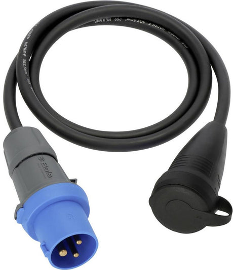 Brennerstuhl Adapterkabel Camping CEE-Adapterkabel mit CEE-Stecker und Schutzkontaktkupplung (1,5m Kabel in Schwarz, H07RN-F 3G2,5, 230V 16A, für den dauerhaften Außeneinsatz IP44, Made in Germany)