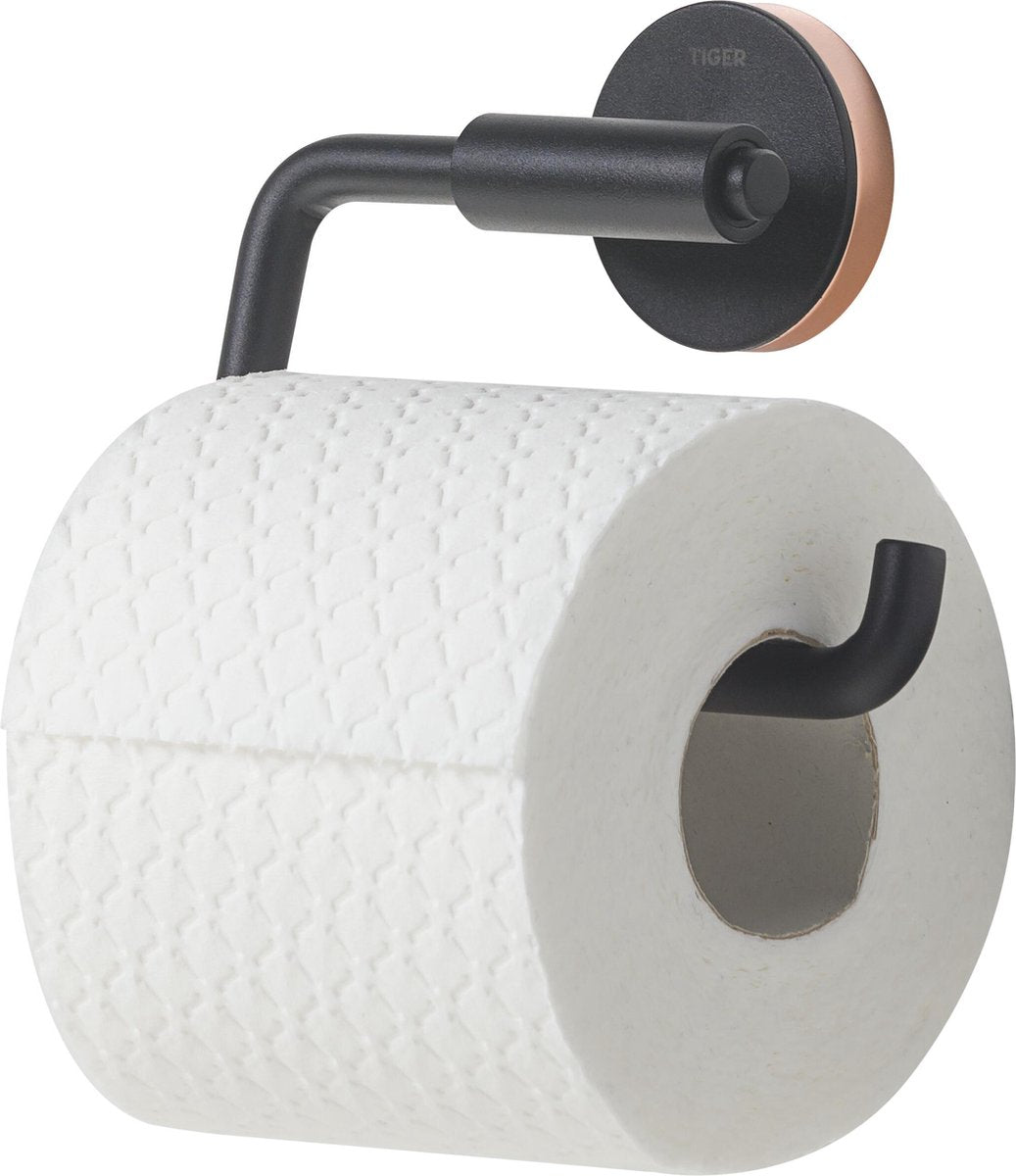 Tiger urban - Toilettenpapierhalter ohne Klappe - Toilettenpapierhalter - ohne Bohren - Bohren oder Kleben - Schwarz