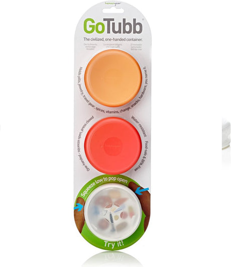 Human Gear Gotubb 3er-Pack mittelgroße Aufbewahrungsboxen, transparent, rot, orange