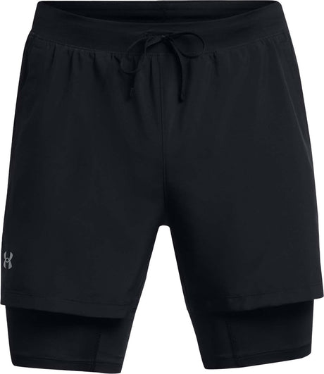 Under Armour UA Launch 5'' 2-in-1 Shorts-BLK Herren-Sporthose – Schwarz – Reflektierend