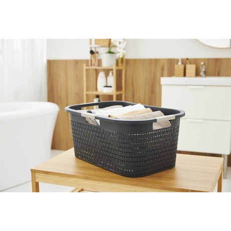 Rotho Wäschekorb Country 40l Anthrazit