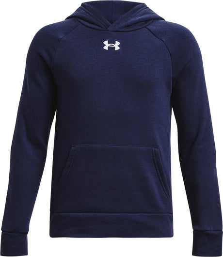 Under Armour ua Rival Fleece Hoodie-Blu Jungen Sportpullover – Midnight Navy – Weiß