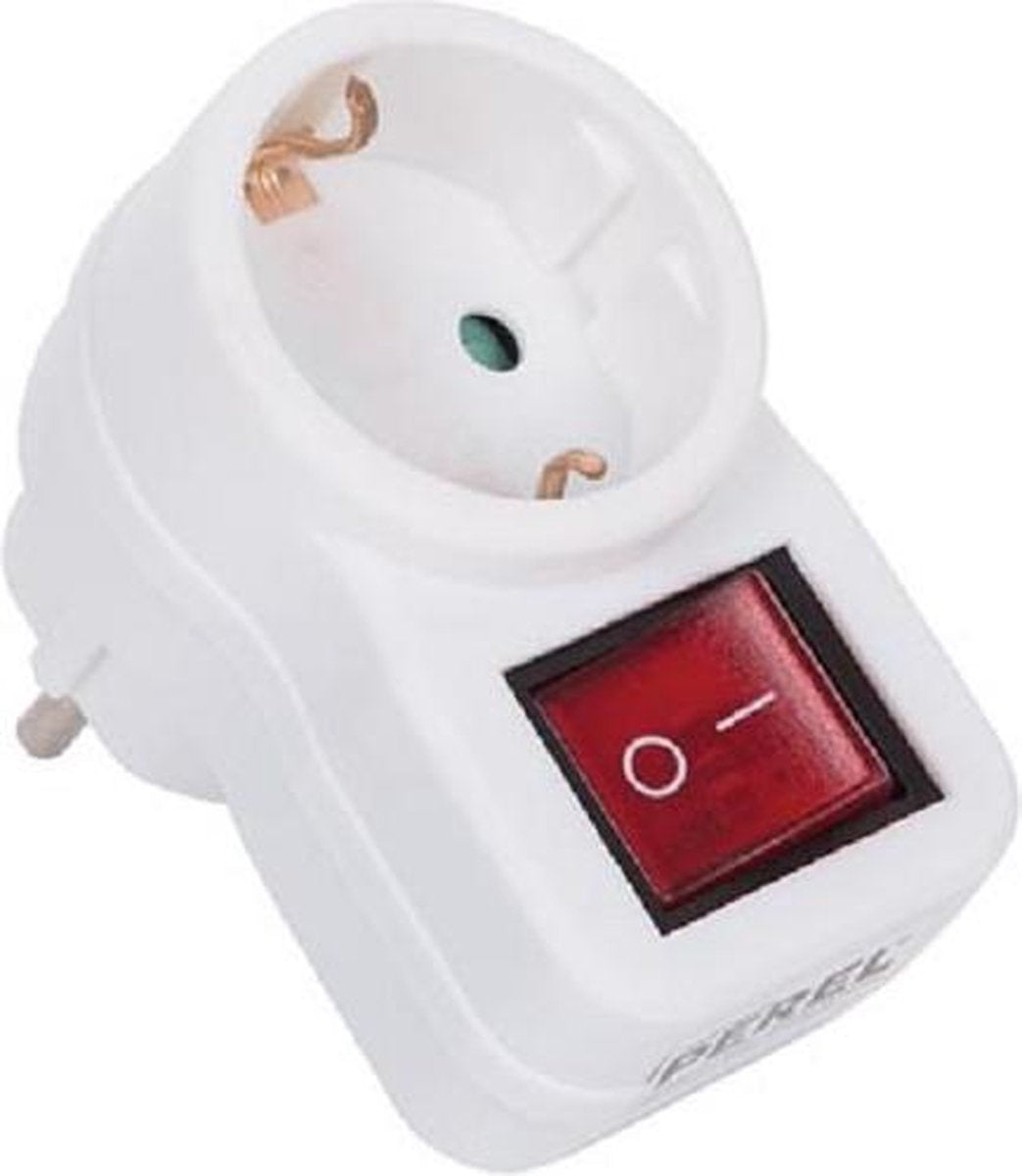 Perel-Verteilerstecker mit Schalter, geerdete Steckdose (Schuko, Typ F), Polypropylen, Innenbereich, weiß