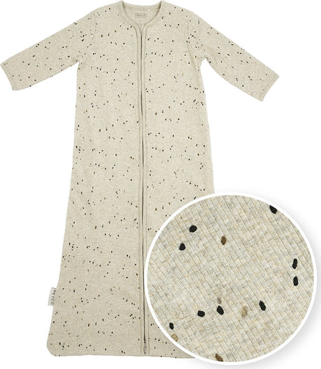 Meyco Baby Rib Mini Spot Babyschlafsack mit Ärmeln – Sand Melange – 70 cm – 1,0 Tog