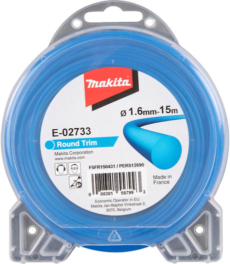 Makita e-02733 Schnittfaden rund 1,6 mm 15 m für Akku-Rasentrimmer 181 Stunden 100 Stunden 3000 Stunden 3500