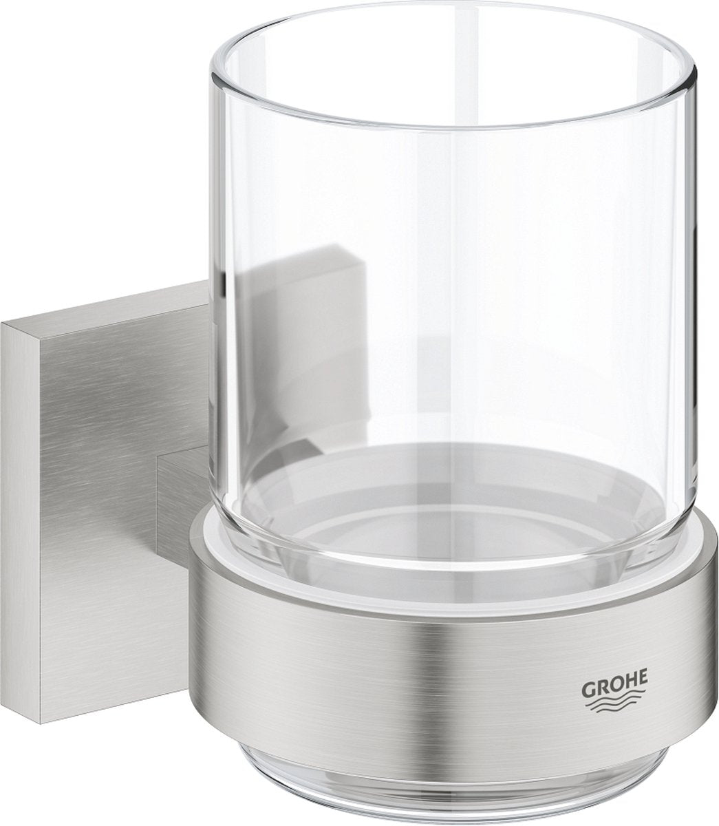 Grohe Start Cube Glas mit Halterung – Supersteel (Edelstahloptik) 41097dc0